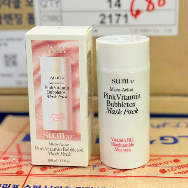 Mặt Nạ Sủi Bọt Thải Đọc Sum37 Micro Active Pink Vitamin Bubbetox Mask Pack 100ml