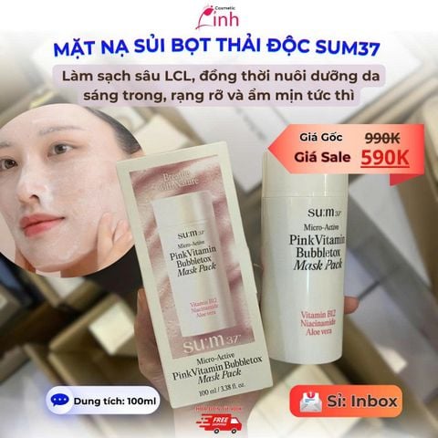 Mặt Nạ Sủi Bọt Thải Đọc Sum37 Micro Active Pink Vitamin Bubbetox Mask Pack 100ml