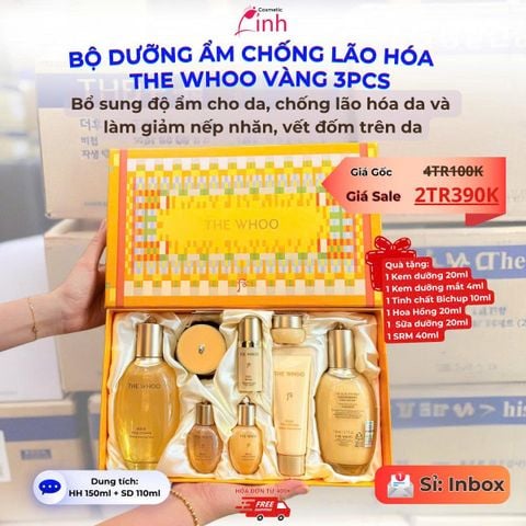 Bộ Dưỡng Ẩm Chống Lão Hóa Whoo Vàng Whoo Gongjinhyang Firming 3pcs Special Set