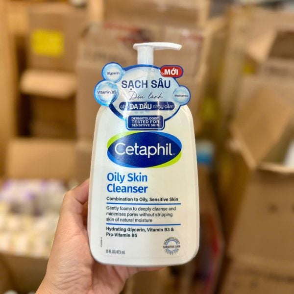 Sữa rửa mặt sạch sâu dịu lành cho da dầu, da hỗn hợp thiên dầu nhạy cảm Cetaphil Oily Skin Cleanser