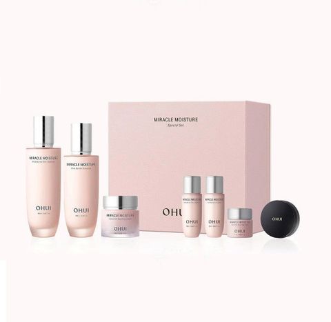 Bộ Dưỡng Da Dưỡng Ẩm Ohui Miracle Moisture 3pcs Special Set Tặng cushion