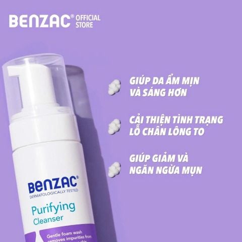 Bọt rửa mặt giúp làm sạch sâu cho da dầu mụn BENZAC Purifying Cleanser 130ml