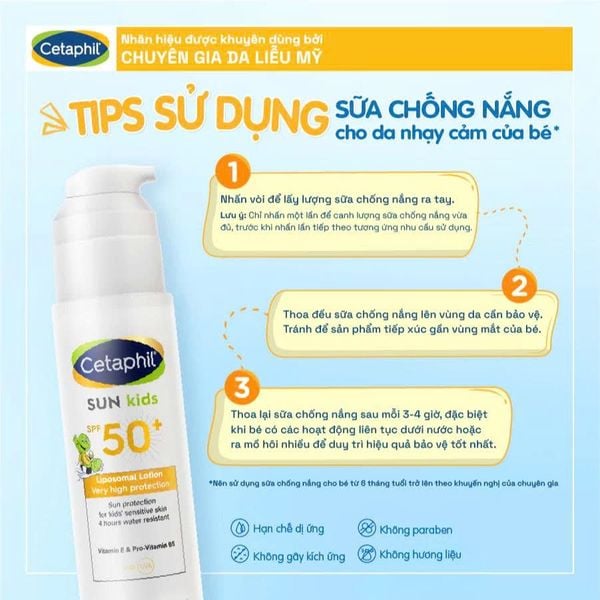 Sữa chống nắng dịu lành cho làn da nhạy cảm của bé từ 6 tháng tuổi CETAPHIL BABY SUN KIDS 150ML