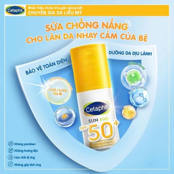 Sữa chống nắng dịu lành cho làn da nhạy cảm của bé từ 6 tháng tuổi CETAPHIL BABY SUN KIDS 150ML