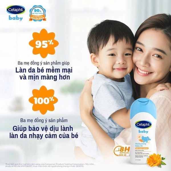 Dầu massage dưỡng ẩm làm dịu da bé với hoa cúc Calendula Hữu Cơ Cetaphil Baby Moisturising Baby Oil 200ml