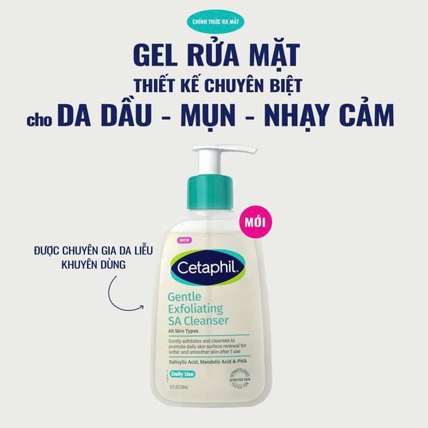 Gel rửa mặt sạch sâu dầu nhờn & tẩy tế bào chết dịu nhẹ Cetaphil Gentle Exfoliating SA Cleanser