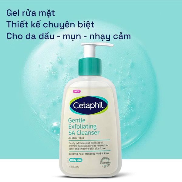 Gel rửa mặt sạch sâu dầu nhờn & tẩy tế bào chết dịu nhẹ Cetaphil Gentle Exfoliating SA Cleanser