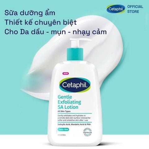 Sữa dưỡng ẩm kết hợp loại bỏ tế bào chết cho da dầu mụn & nhạy cảm Cetaphil Gentle Exfoliating SA Lotion 236ml