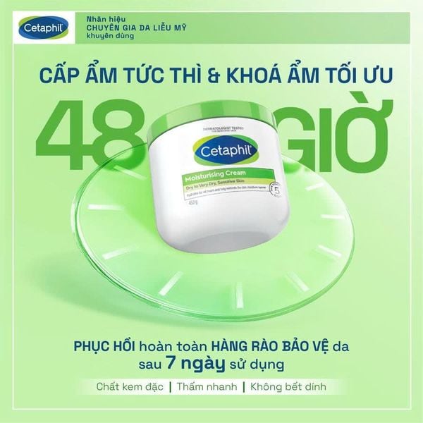 Kem dưỡng ẩm dành cho da khô đến rất khô và kể cả da nhạy cảm Cetaphil Moisturising Cream