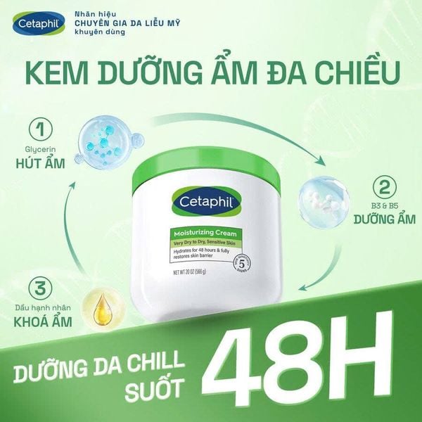 Kem dưỡng ẩm dành cho da khô đến rất khô và kể cả da nhạy cảm Cetaphil Moisturising Cream
