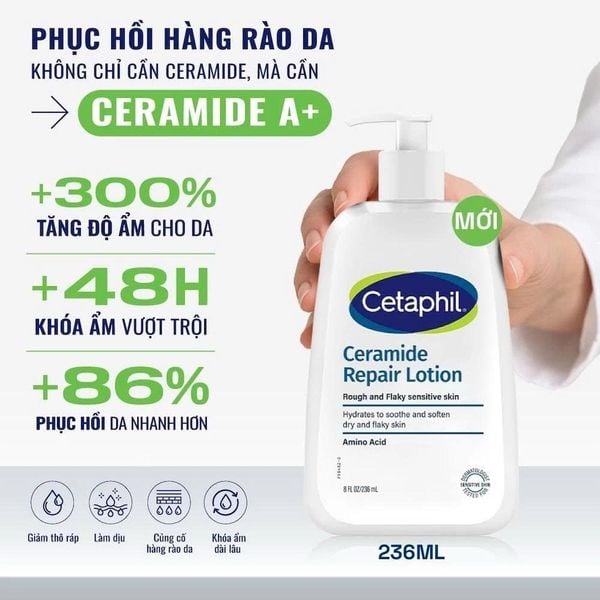 Sữa dưỡng ẩm phục hồi chuyên sâu cho da khô ráp, bong tróc, nhạy cảm Cetaphil Ceramide Repair Lotion