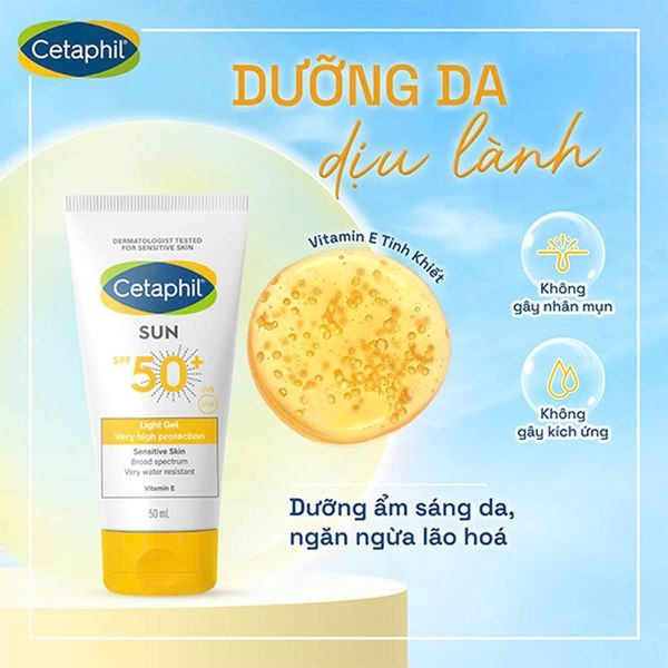 Gel chống nắng vật lý phổ rộng cho da khô nhạy cảm Cetaphil Sun SPF50+ Light Gel 50ml