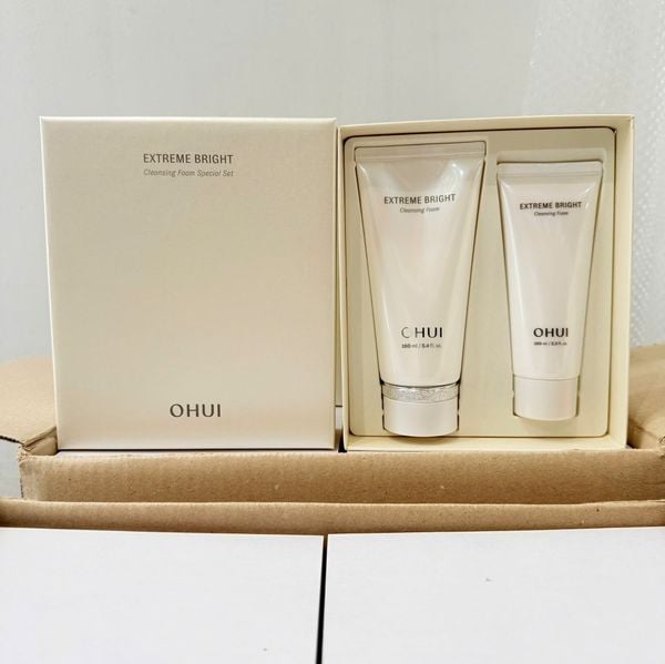 Set Sữa Rửa Mặt Dưỡng Trắng Ohui Extreme Bright Foam 160ml + 100ml