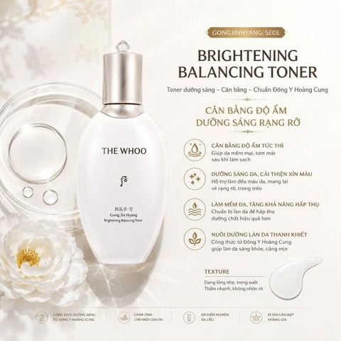 [Flashsale] Nước Hoa Hồng Dưỡng Trắng Whoo Gongjinhyang Seol Brightening Balancing Toner 150ml