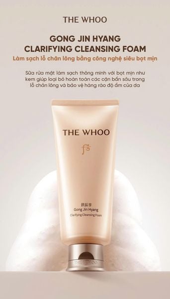 Sữa Rửa Mặt Dưỡng Ẩm Whoo Gongjinhyang Clarifying Cleansing Foam 180ml