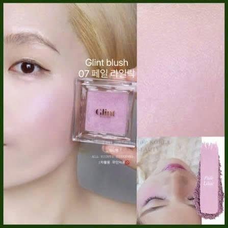 Phấn má hồng Glint 2.4g đa năng dạng nén cùng hạt ngọc trai, mịn màng, mỏng nhẹ (Màu 07 Pale Lilac)