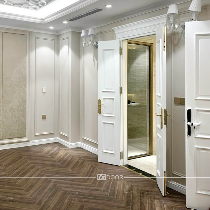 Cửa huỳnh âm phào nổi sơn bệt phong cách tân cổ điển