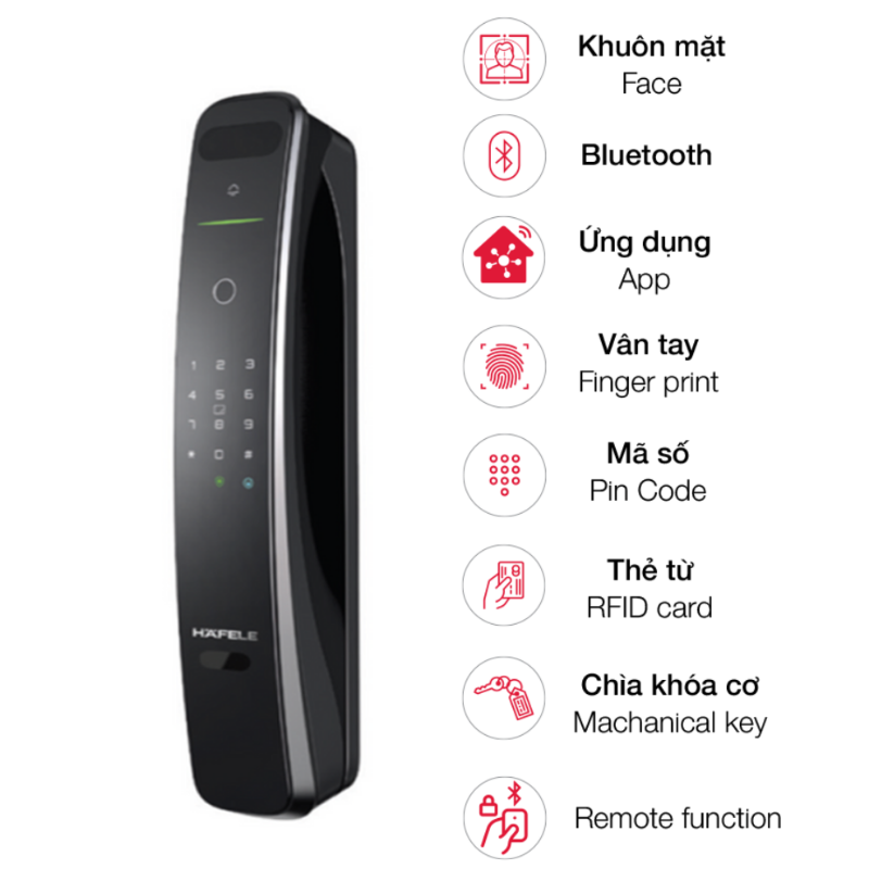 Khóa điện tử Hafele nhận diện khuôn mặt 3D - PP9100