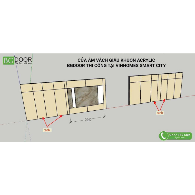 CỬA ÂM VÁCH GIẤU KHUÔN ACRYLIC