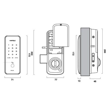 Khóa điện tử Hafele ER5100 (Không bao gồm Pin)