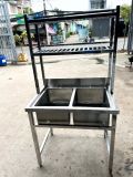  Chậu Rửa Inox Công Nghiệp 2 Hộc Kèm Kệ 2 Tầng 