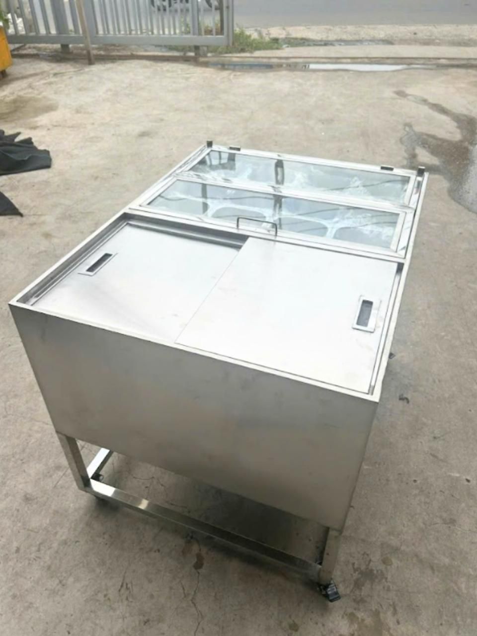  Quầy Giữ Lạnh Topping Inox 12 Khay Kèm Thùng Đá 