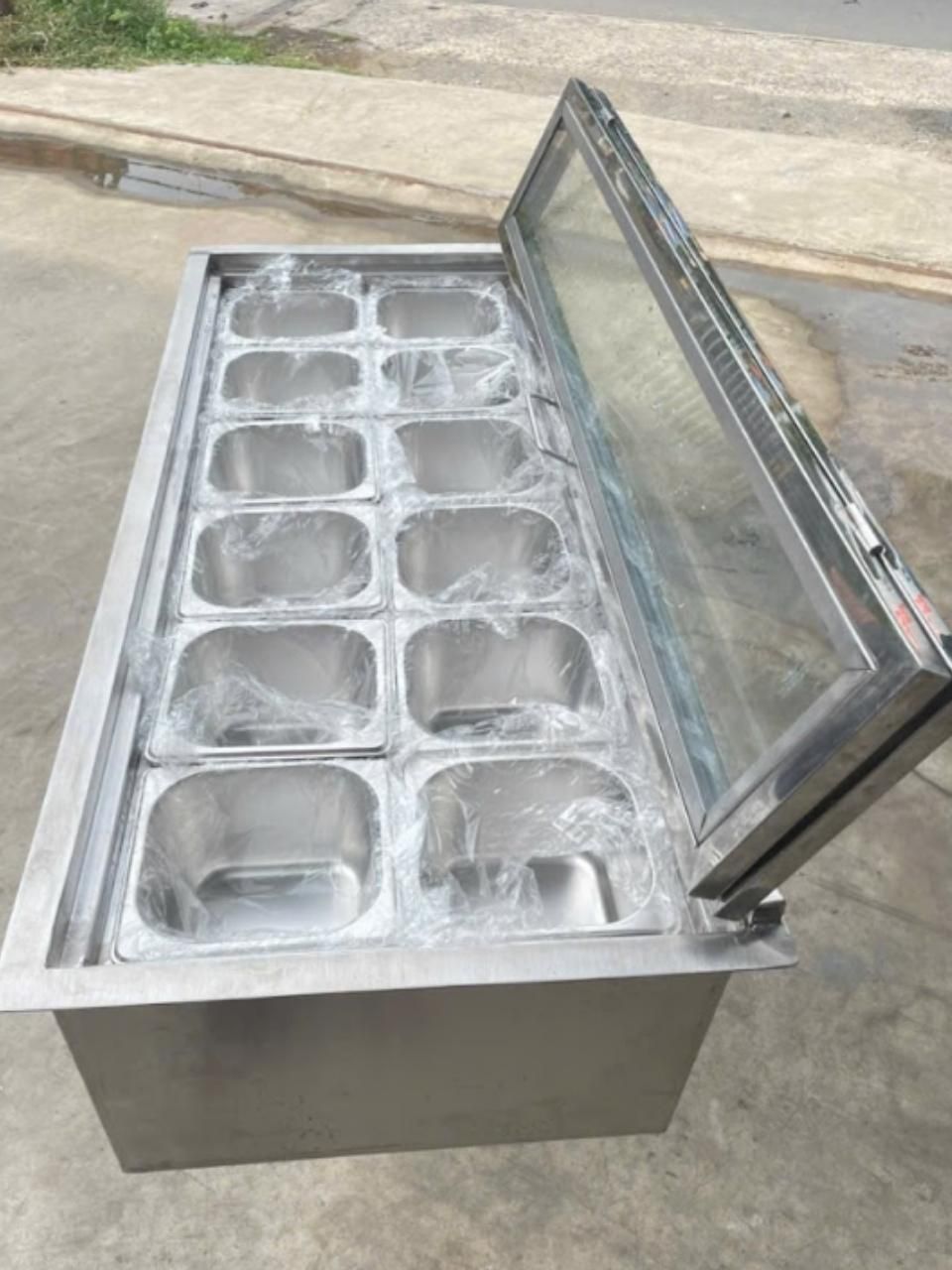  Quầy Giữ Lạnh Topping Inox 304 Cách Nhiệt 12 Khay 1.5L 