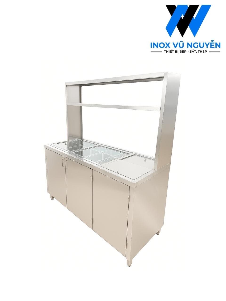  Quầy Pha Chế Inox Đa Năng - Tích Hợp Thùng Đá, Topping, Tủ & Kệ 