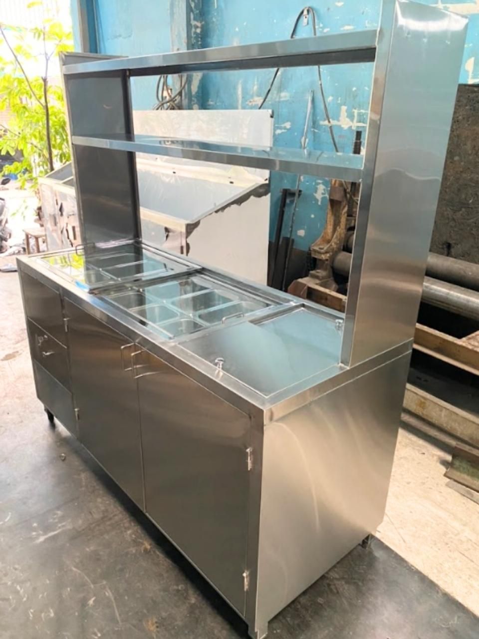  Quầy Pha Chế Inox Đa Năng - Tích Hợp Thùng Đá, Topping, Tủ & Kệ 