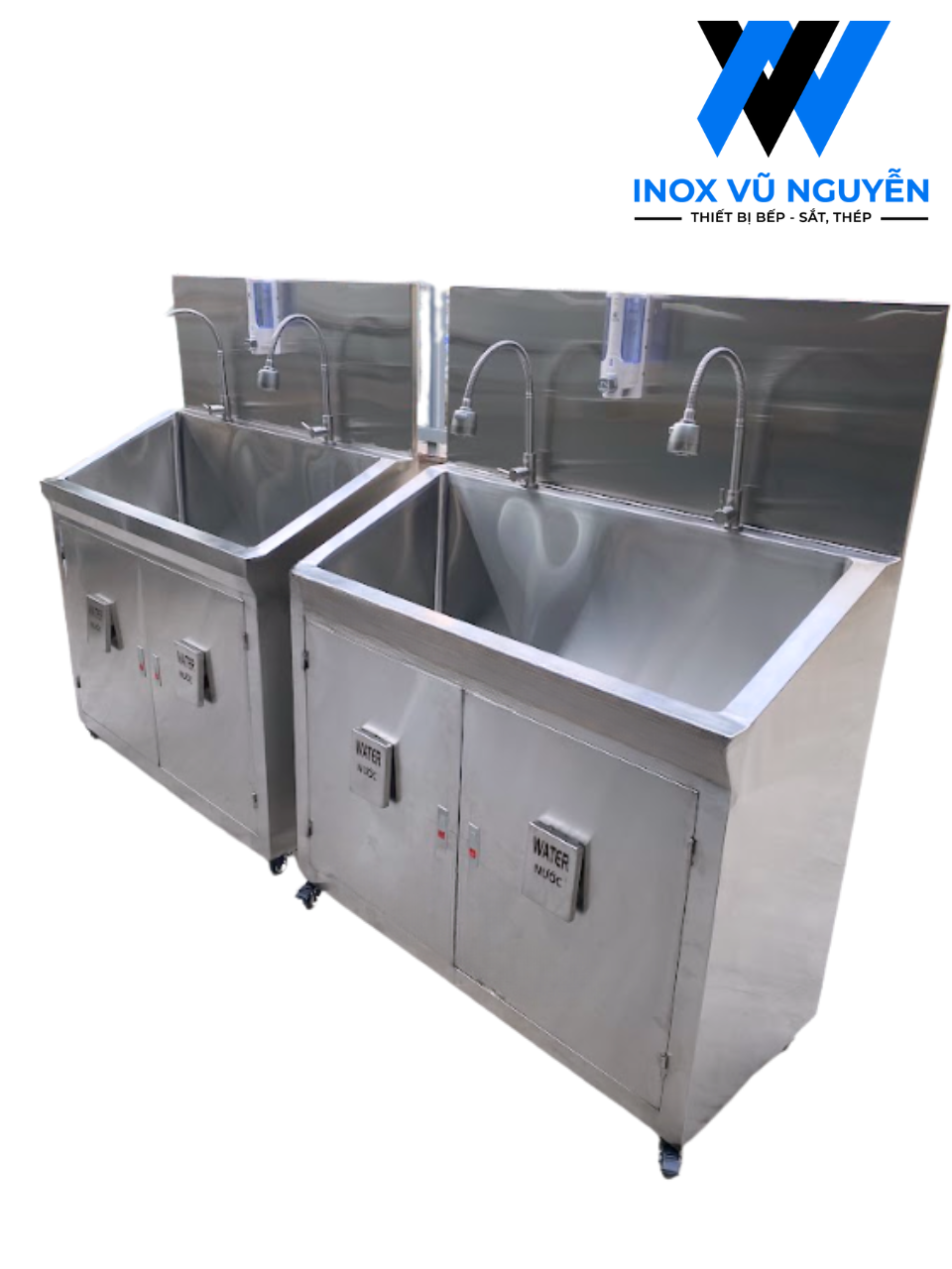  Chậu Rửa Tay Đôi Inox, Lọc RO, Tiệt Trùng UV, Gối Nhấn Nước 