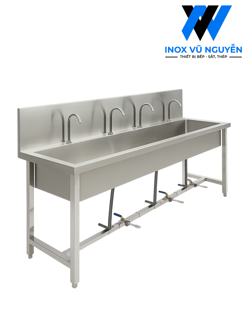  Chậu Rửa Tay Inox Công Nghiệp 4 Vòi 
