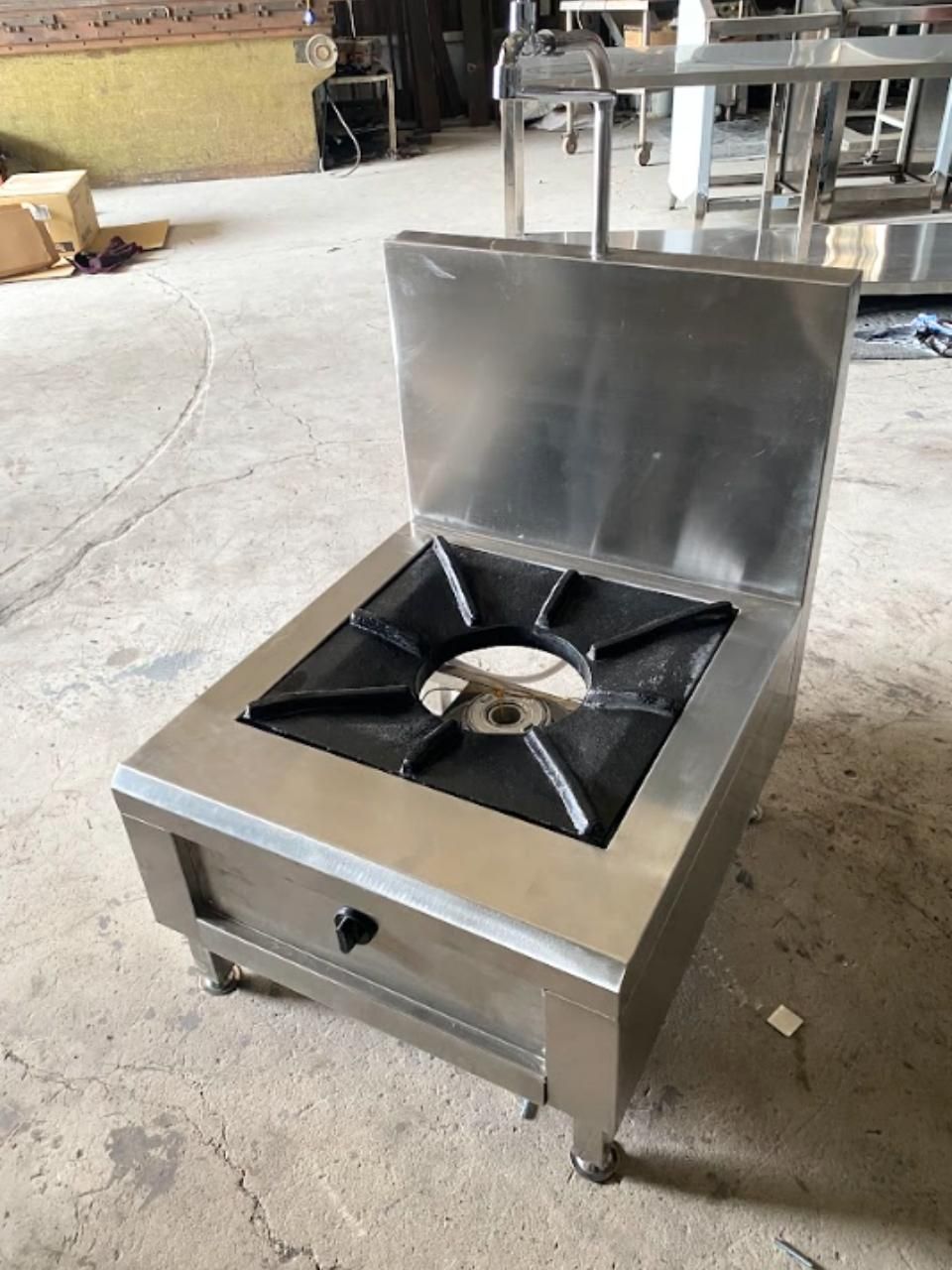  Bếp Hầm Đơn Công Nghiệp Inox Cao Cấp | Bếp Hầm Một Họng Có Vòi Nước 