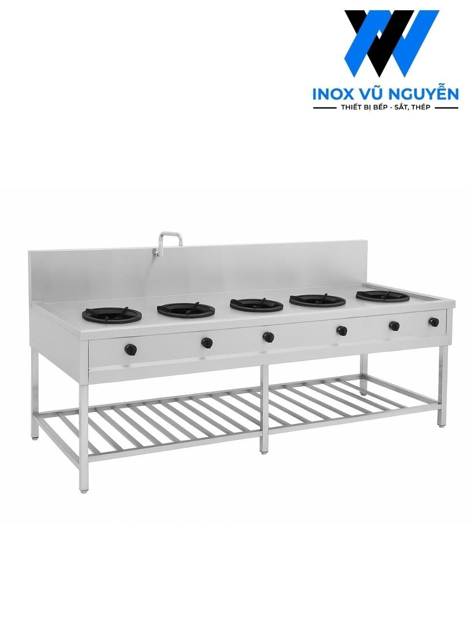  Bếp Khè Công Nghiệp 5 Họng Inox 