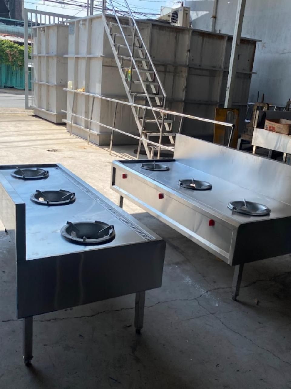  Bếp Khè Công Nghiệp 3 Họng Inox Có Rãnh Thoát Nước | Bếp Á 3 Họng Năng Suất Cao 