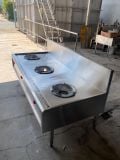  Bếp Khè Công Nghiệp 3 Họng Inox Có Rãnh Thoát Nước | Bếp Á 3 Họng Năng Suất Cao 