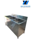  Bồn Rửa Ngâm Dụng Cụ Y Tế 3 Hộc Inox | Bàn Thao Tác Trái Phải | Kích Thước 1800 mm 
