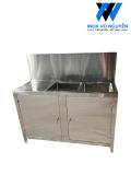  Bồn Rửa Ngâm Dụng Cụ Y Tế 2 Hộc Inox | Bàn Thao Tác Trái Phải | Kích Thước 1300 mm 