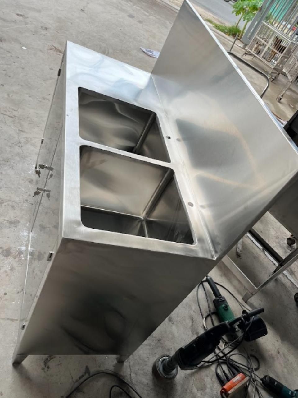  Bồn Rửa Ngâm Dụng Cụ Y Tế 2 Hộc Inox | Bàn Thao Tác Trái Phải | Kích Thước 1300 mm 