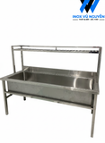  Chậu Rửa Inox Công Nghiệp Dài 1m5 Kèm Kệ Đa Năng 