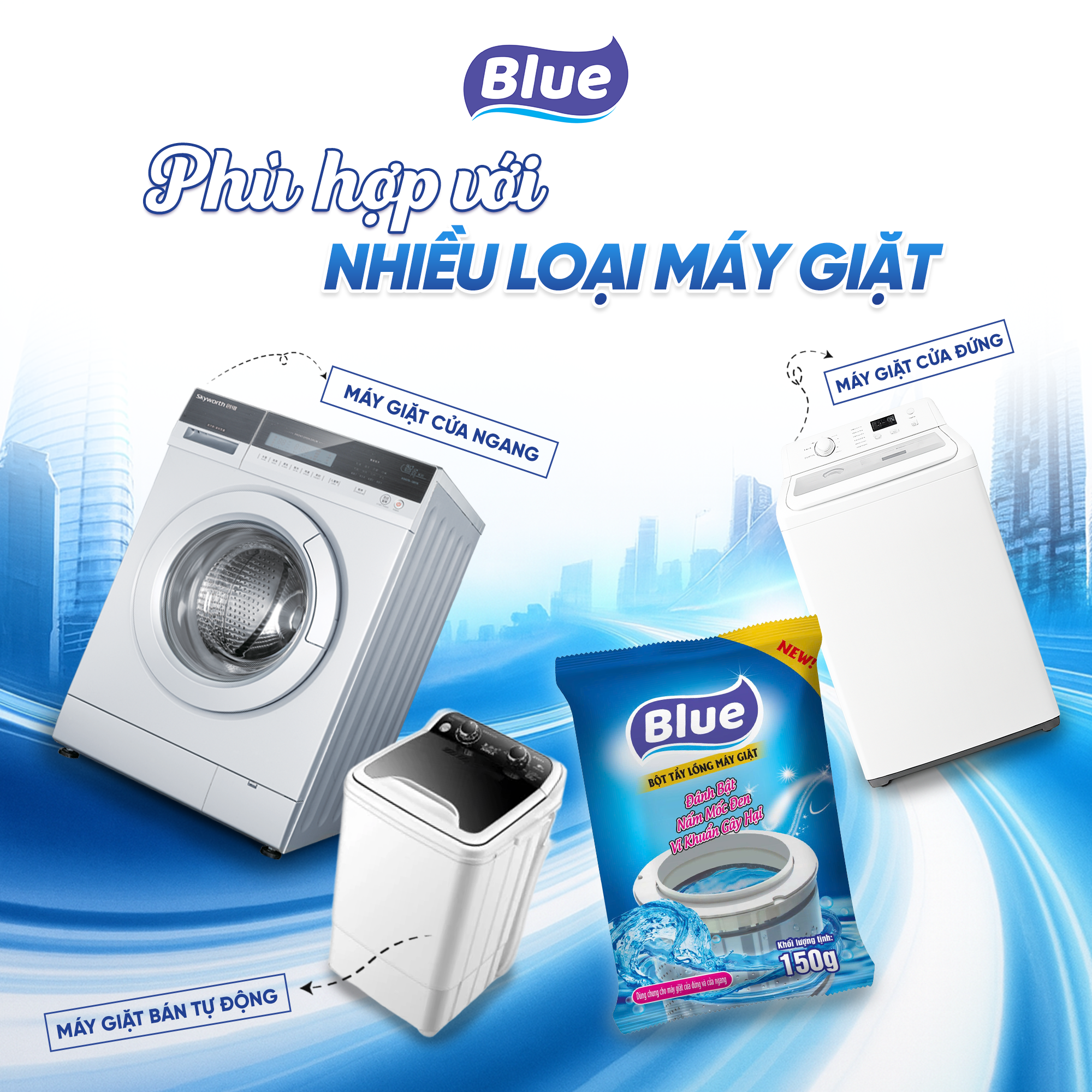  Bột Tẩy Lồng Máy Giặt BLUE 150G 