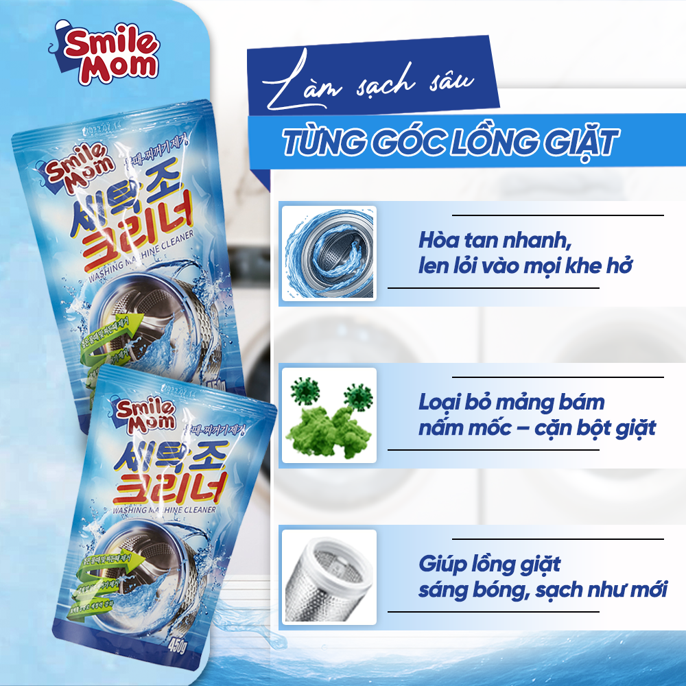  Bột tẩy lồng máy giặt Smile Mom 450G 