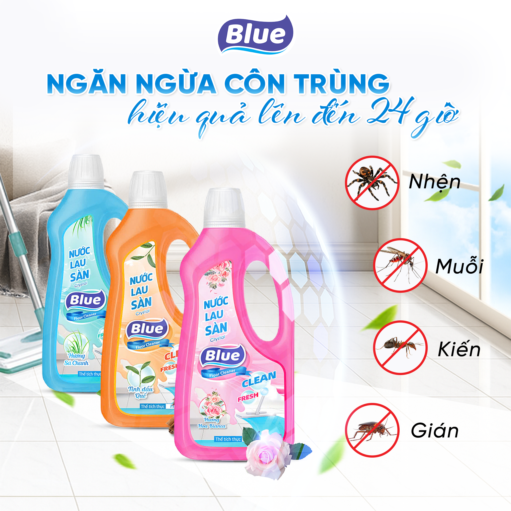  Nước thơm lau sàn Blue Hương Sả Chanh 1L 