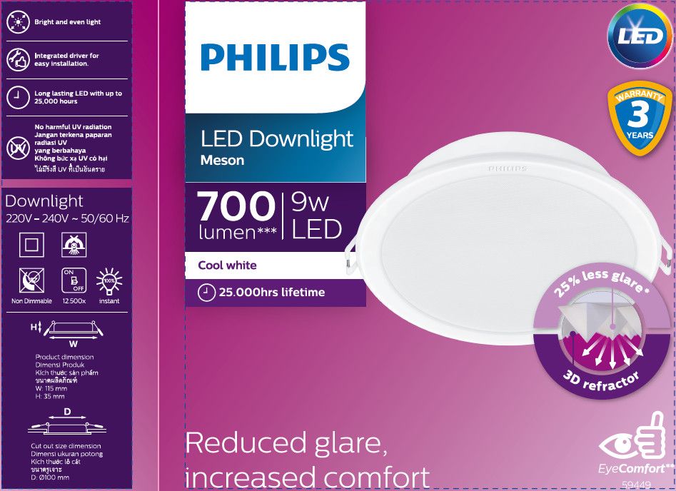  Bộ đèn LED Philip âm trần MESON IO 