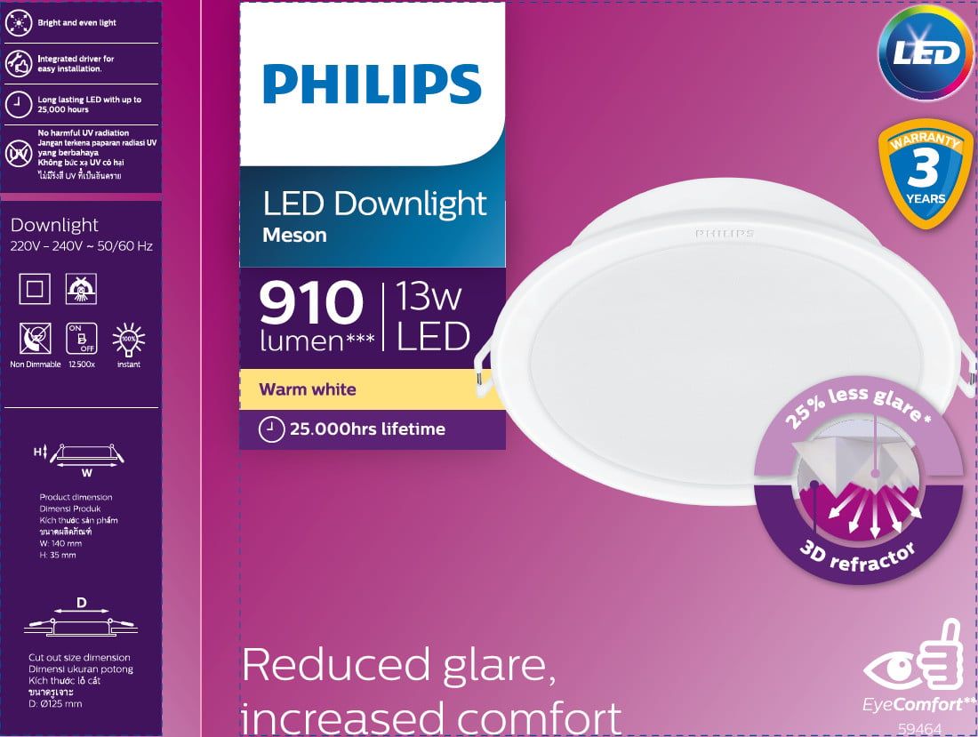  Bộ đèn LED Philip âm trần MESON IO 