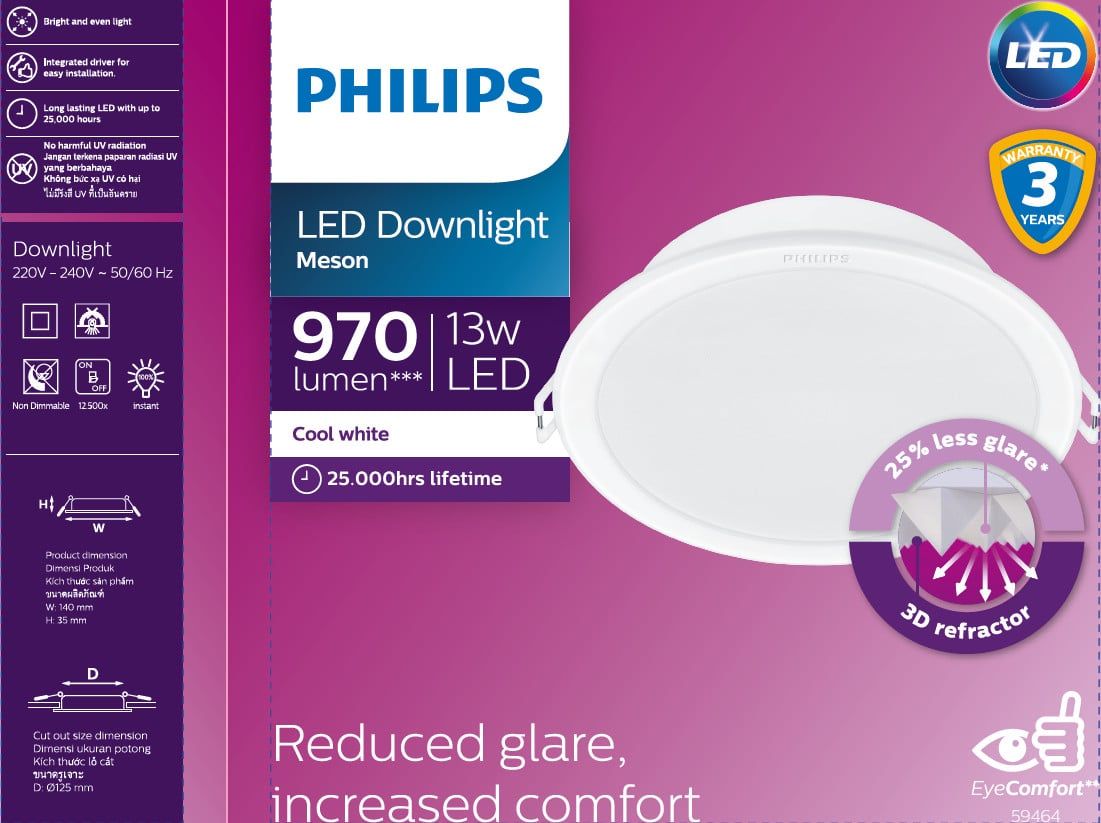  Bộ đèn LED Philip âm trần MESON IO 
