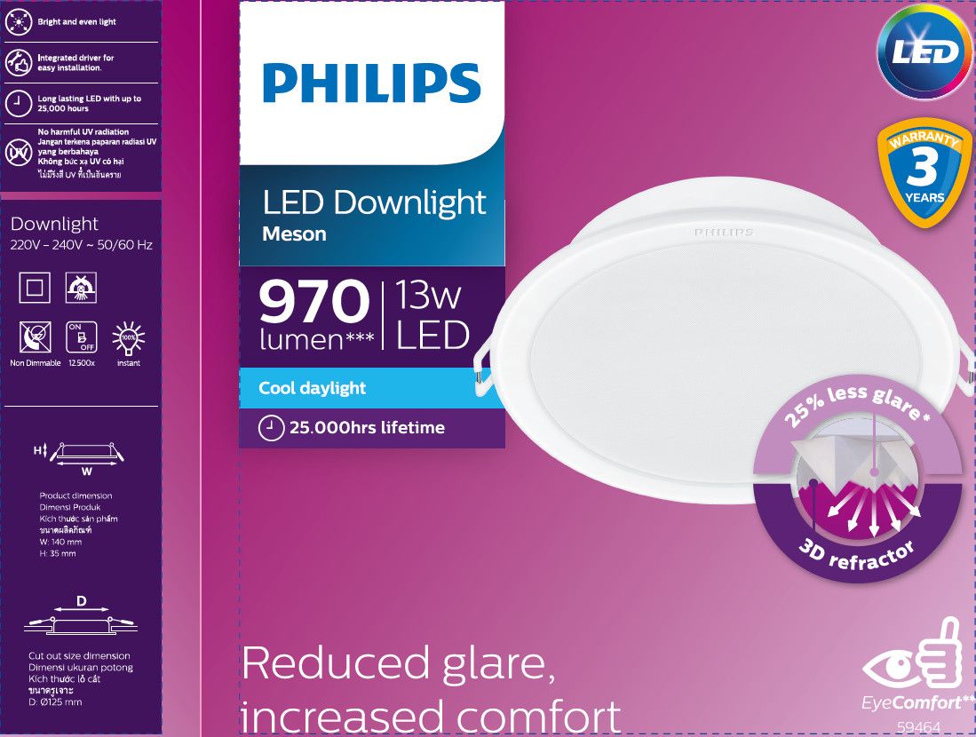  Bộ đèn LED Philip âm trần MESON IO 