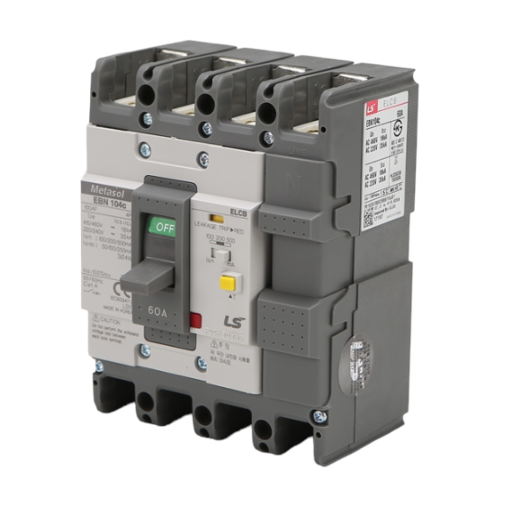  Cầu dao điện ELCB 4 cực loại khối chống rò điện - Mã EBN104c 