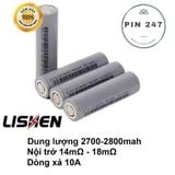  Phụ kiện cell pin 18650 lishen xám 2700, 2800 mah xả 10A (hàng mới , chính hãng) 