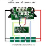  Vỏ mạch pin Dewalt 18V 5Ah Li-ion 2 hàng đủ phụ kiện ( 10 cell ) có led báo pin, nhận sạc zin 