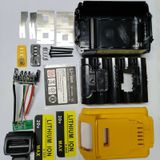  Vỏ mạch pin Dewalt 18V 5Ah Li-ion 2 hàng đủ phụ kiện ( 10 cell ) có led báo pin, nhận sạc zin 